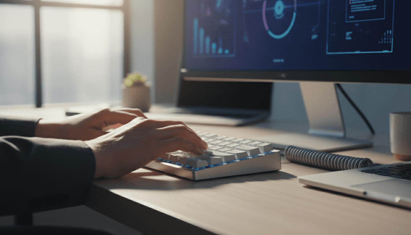 Professional IT specialist working at a computer workstation